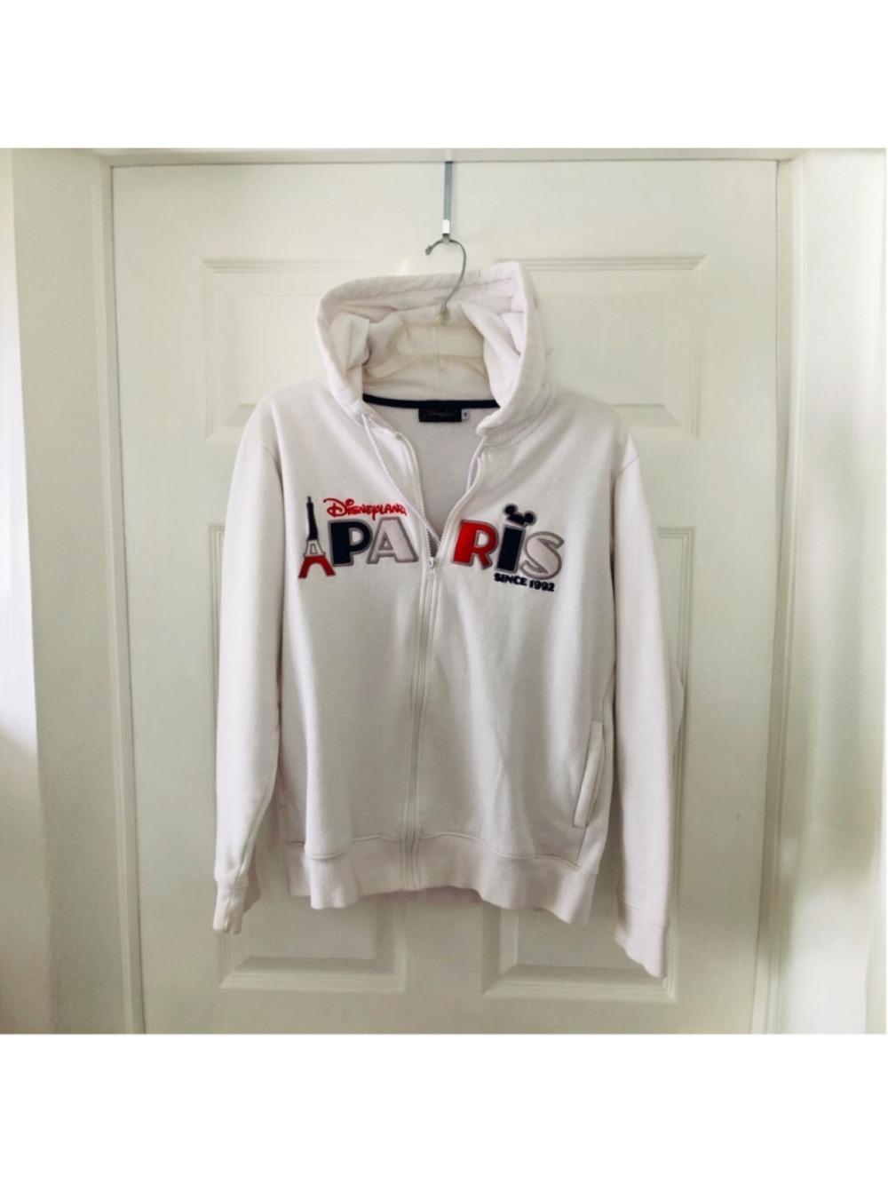 Disneyland Paris Souvenir Zip Up Hoodie Mickey Mouse Eiffel Tower Large Graphics